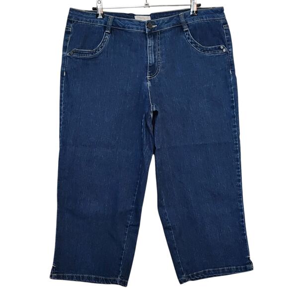 Living Planet Womens Capri Jeans Size 14 Blue Mid Rise Straight Leg Stretch - Picture 1 of 9